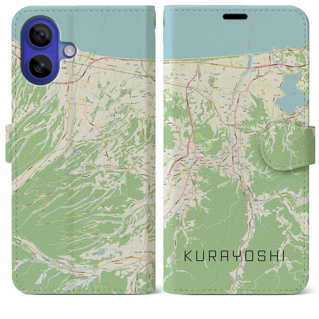 【倉吉(鳥取県)】地図柄iPhoneケース(手帳タイプ)ナチュラル・iPhone 16 Pro Max 用