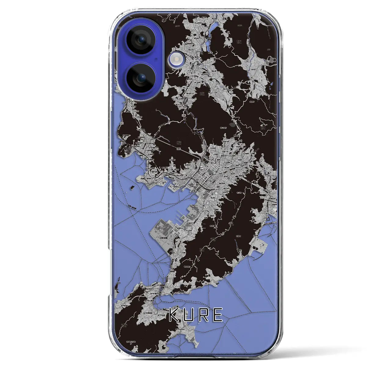 【呉（広島県）】地図柄iPhoneケース（クリアタイプ）モノトーン・iPhone 16 Pro Max 用