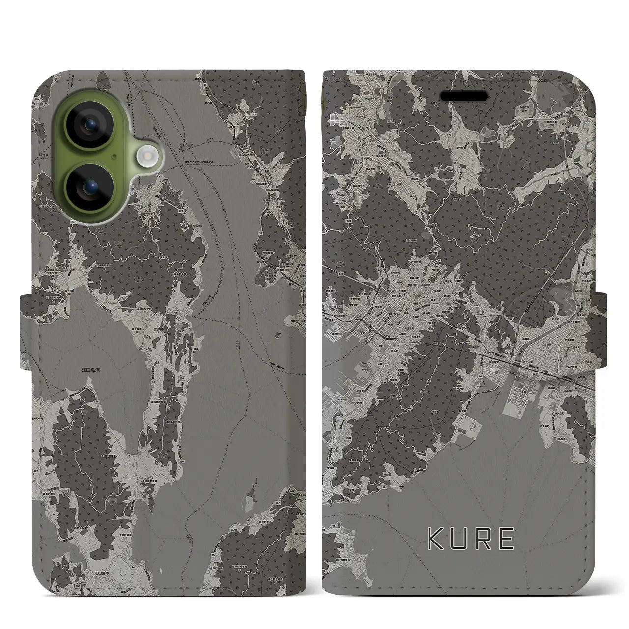 【呉（広島県）】地図柄iPhoneケース（手帳タイプ）