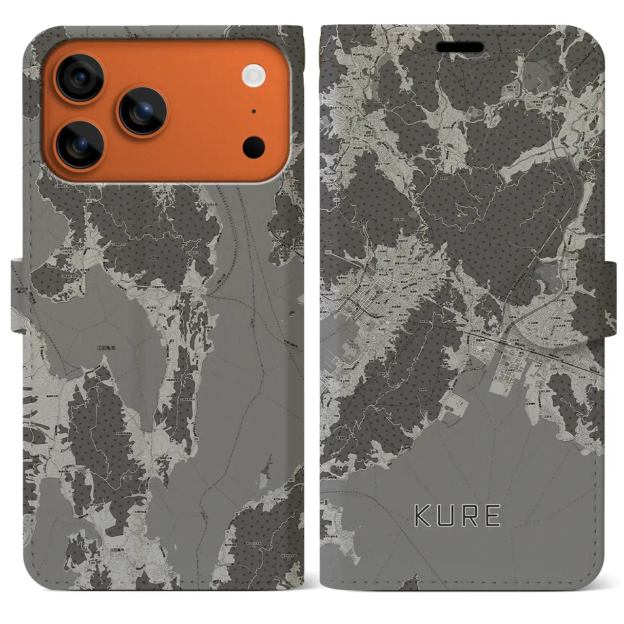 【呉（広島県）】地図柄iPhoneケース（手帳タイプ）