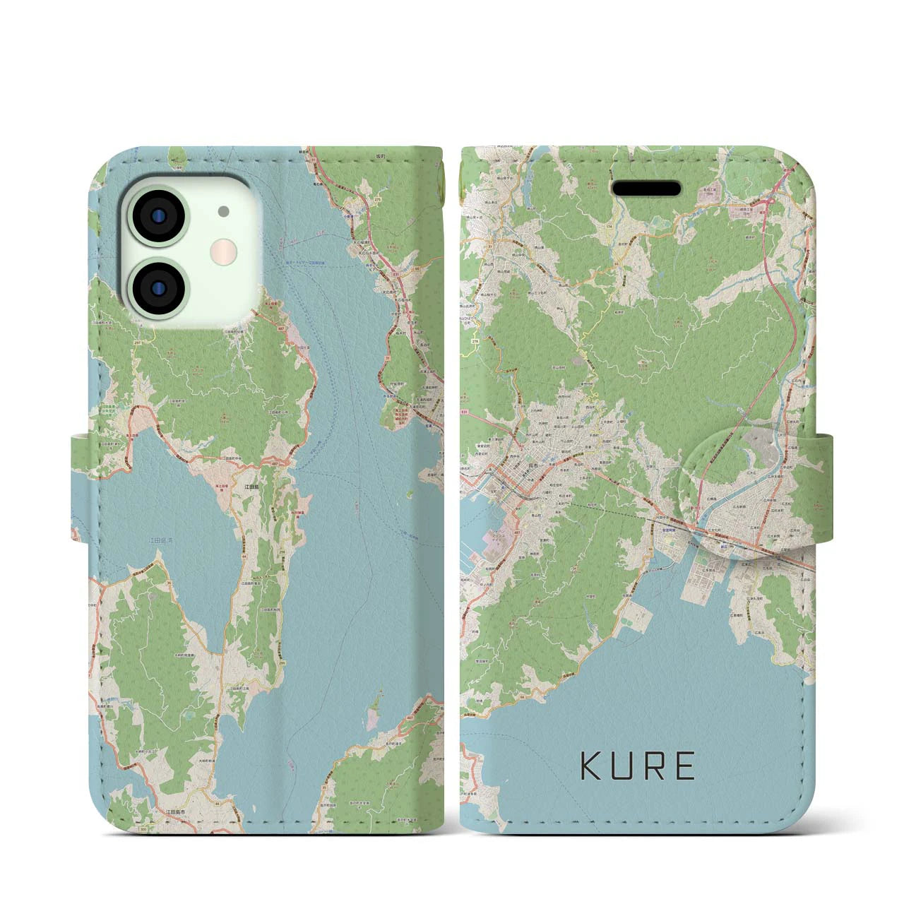 【呉（広島県）】地図柄iPhoneケース（手帳タイプ）