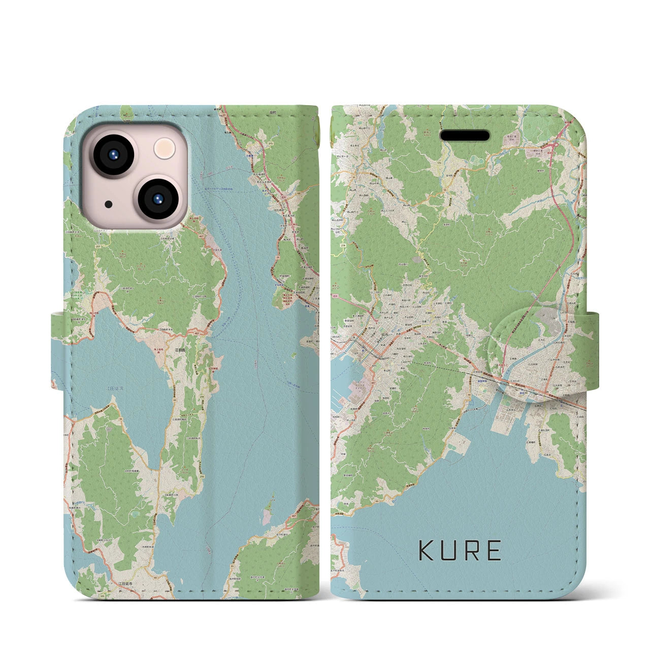 【呉（広島県）】地図柄iPhoneケース（手帳タイプ）