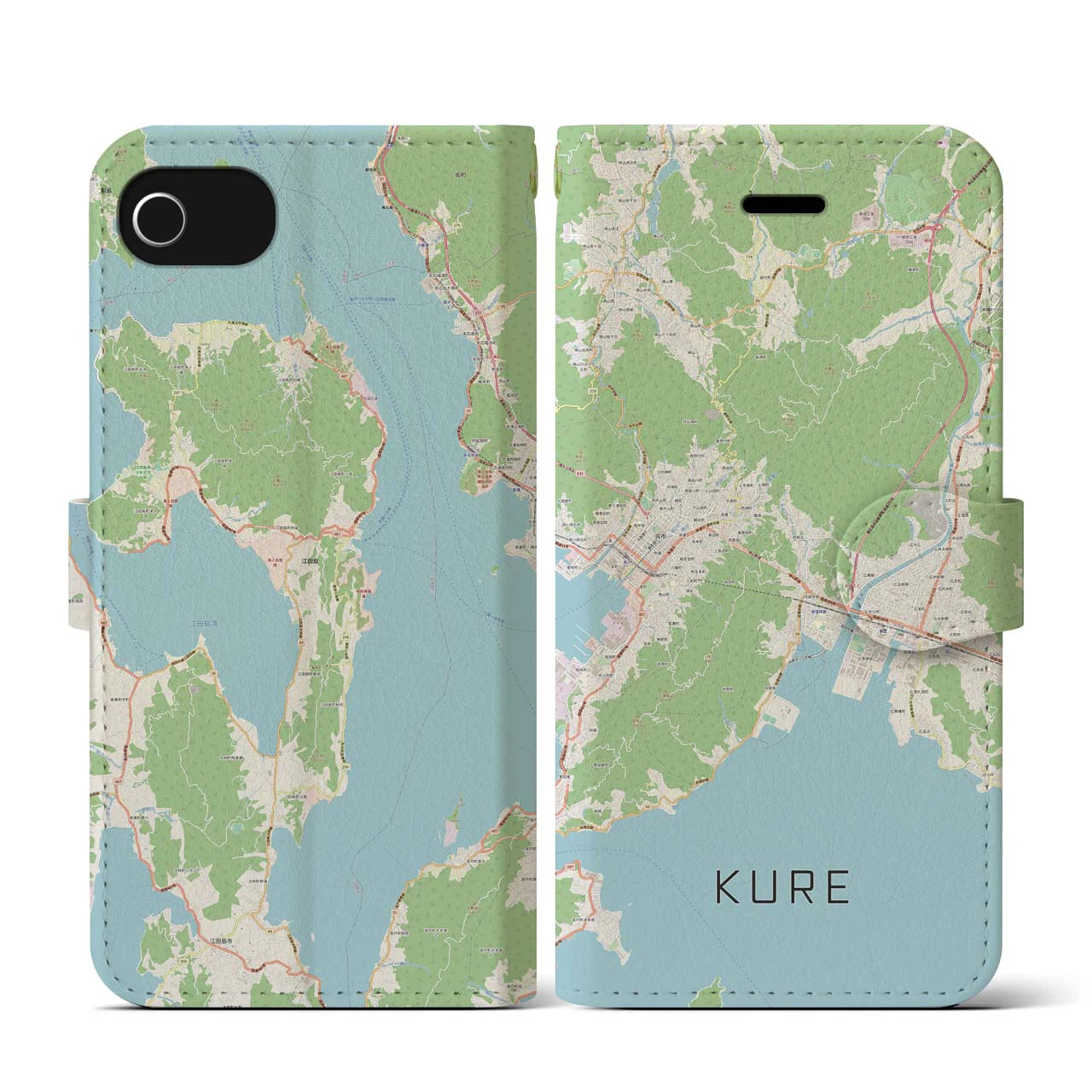 【呉（広島県）】地図柄iPhoneケース（手帳タイプ）