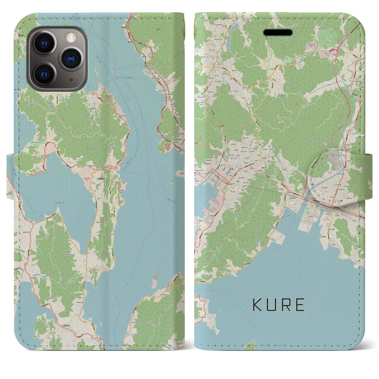 【呉（広島県）】地図柄iPhoneケース（手帳タイプ）