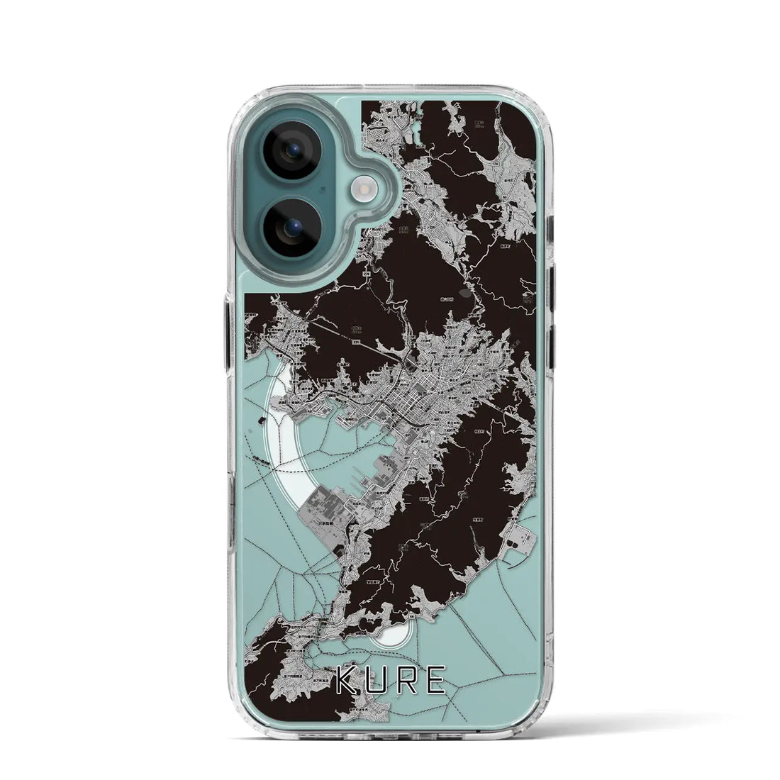 【呉（広島県）】地図柄iPhoneケース（MagSafeタイプ）モノトーン・iPhone 16 Pro 用