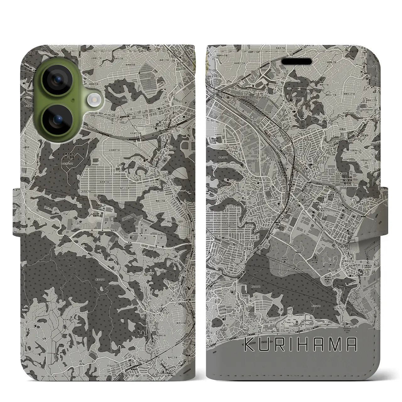 【久里浜（神奈川県）】地図柄iPhoneケース（手帳タイプ）