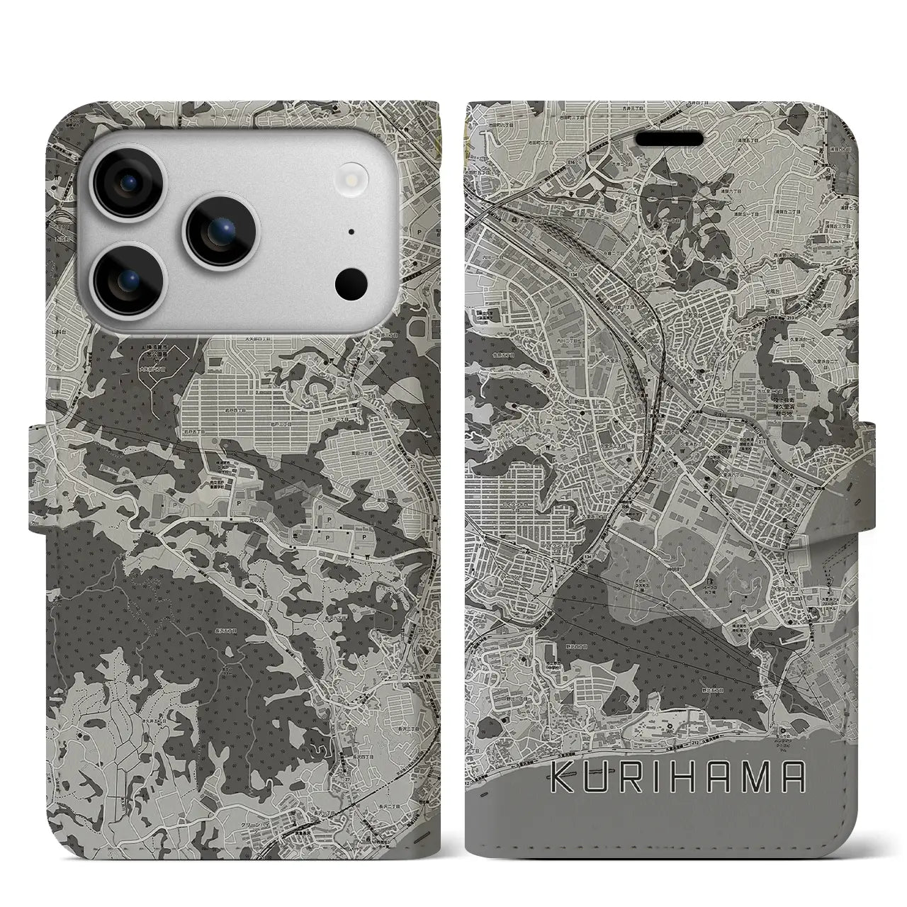 【久里浜（神奈川県）】地図柄iPhoneケース（手帳タイプ）