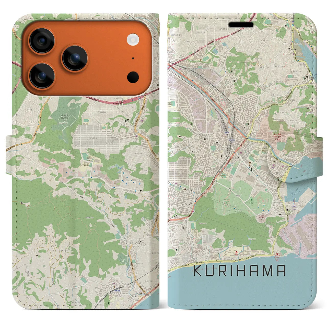 【久里浜（神奈川県）】地図柄iPhoneケース（手帳タイプ）