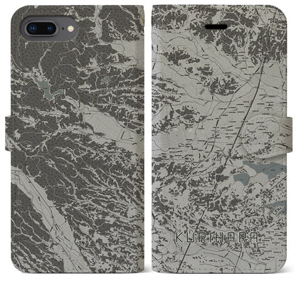 【栗原（宮城県）】地図柄iPhoneケース（手帳タイプ）モノトーン・iPhone 8Plus /7Plus / 6sPlus / 6Plus 用