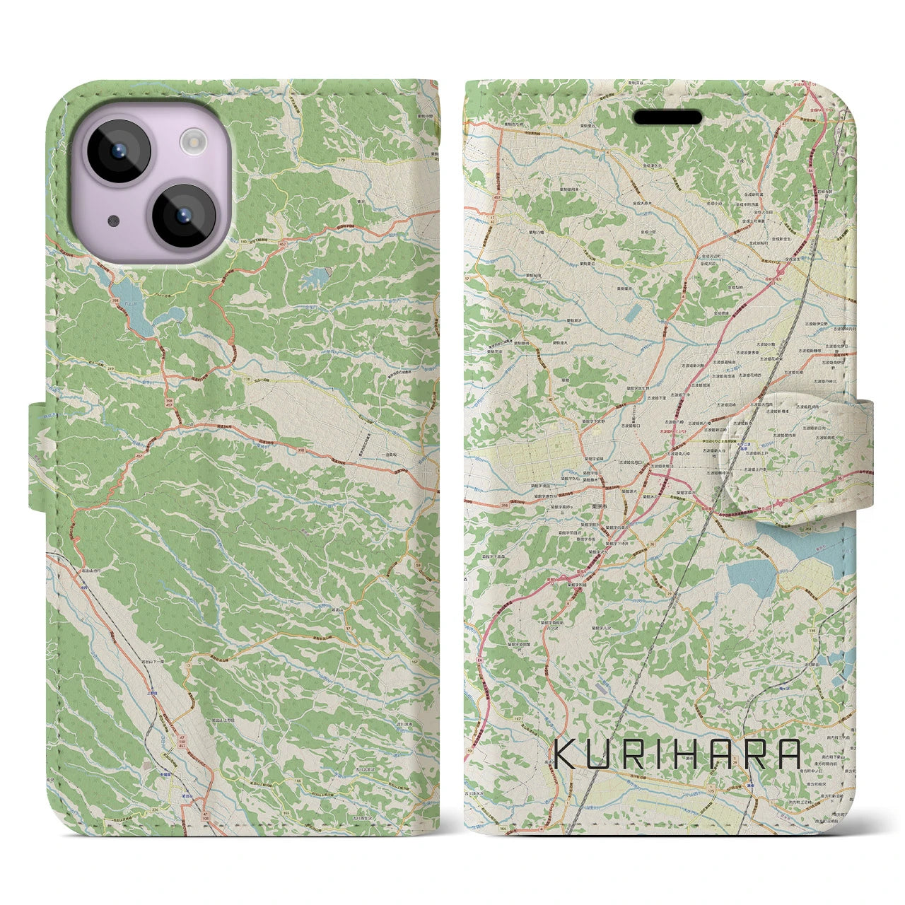 【栗原（宮城県）】地図柄iPhoneケース（手帳タイプ）