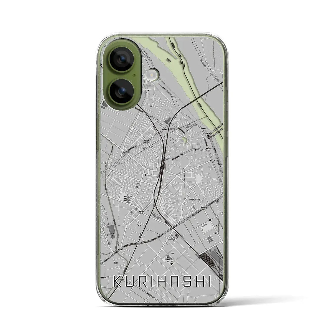【栗橋（埼玉県）】地図柄iPhoneケース（クリアタイプ）モノトーン・iPhone 17 Pro Max 用