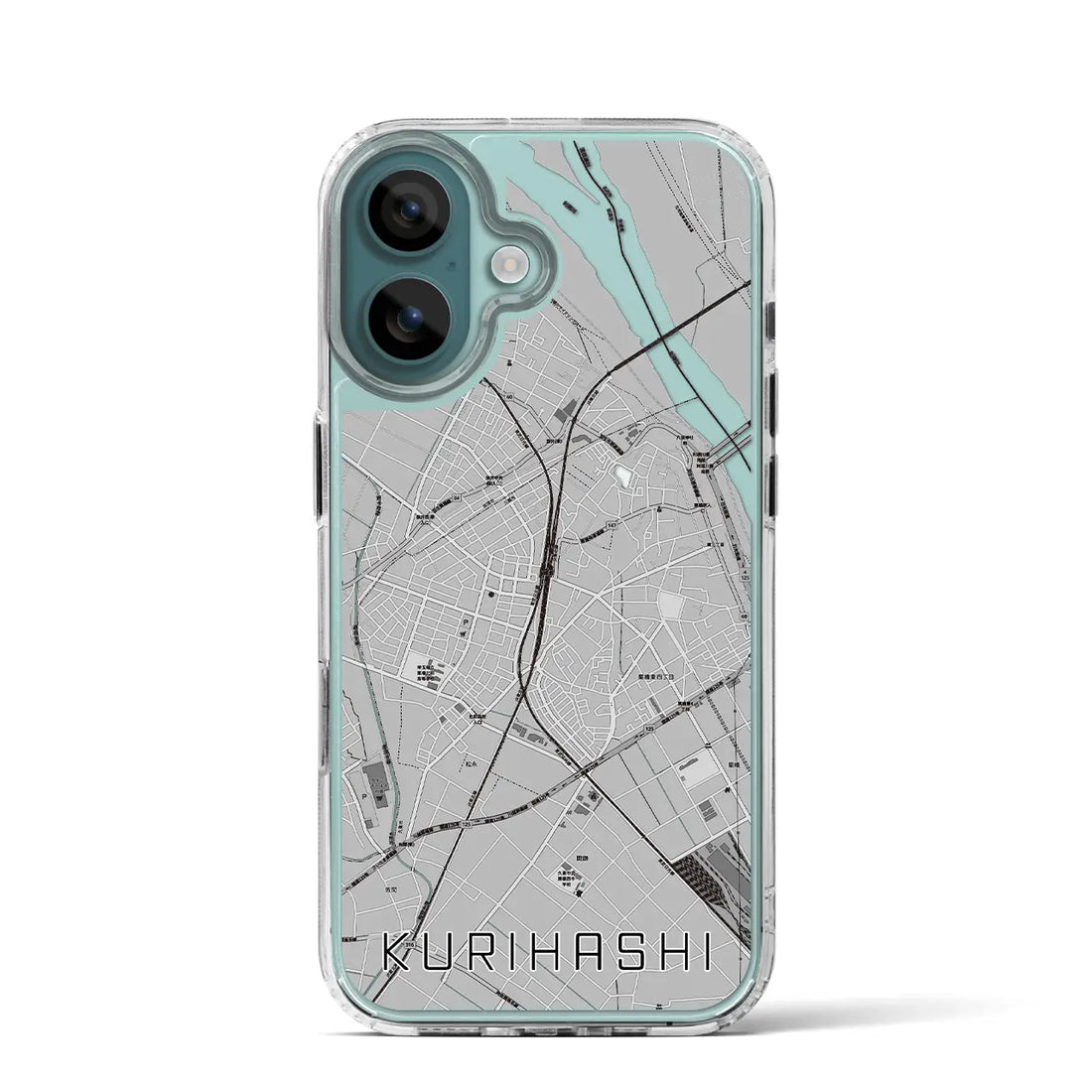 【栗橋（埼玉県）】地図柄iPhoneケース（MagSafeタイプ）モノトーン・iPhone 16 Pro 用