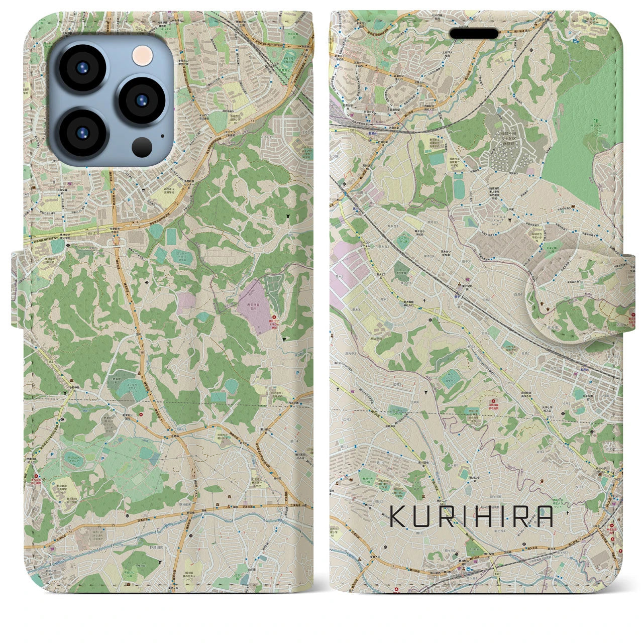 【栗平（神奈川県）】地図柄iPhoneケース（手帳タイプ）