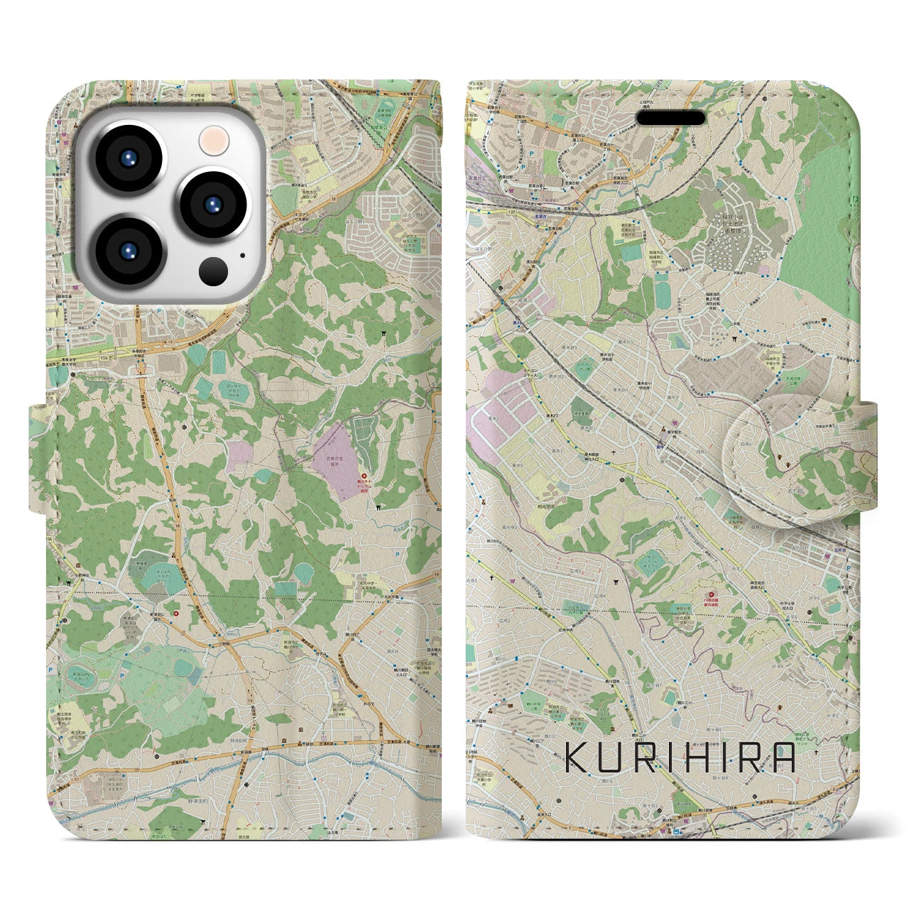 【栗平（神奈川県）】地図柄iPhoneケース（手帳タイプ）