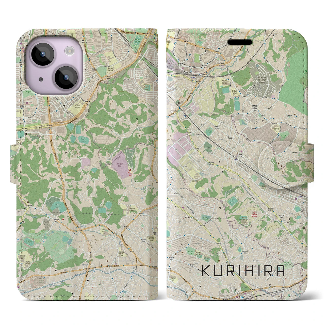 【栗平（神奈川県）】地図柄iPhoneケース（手帳タイプ）