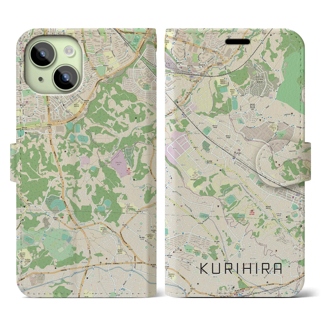 【栗平（神奈川県）】地図柄iPhoneケース（手帳タイプ）
