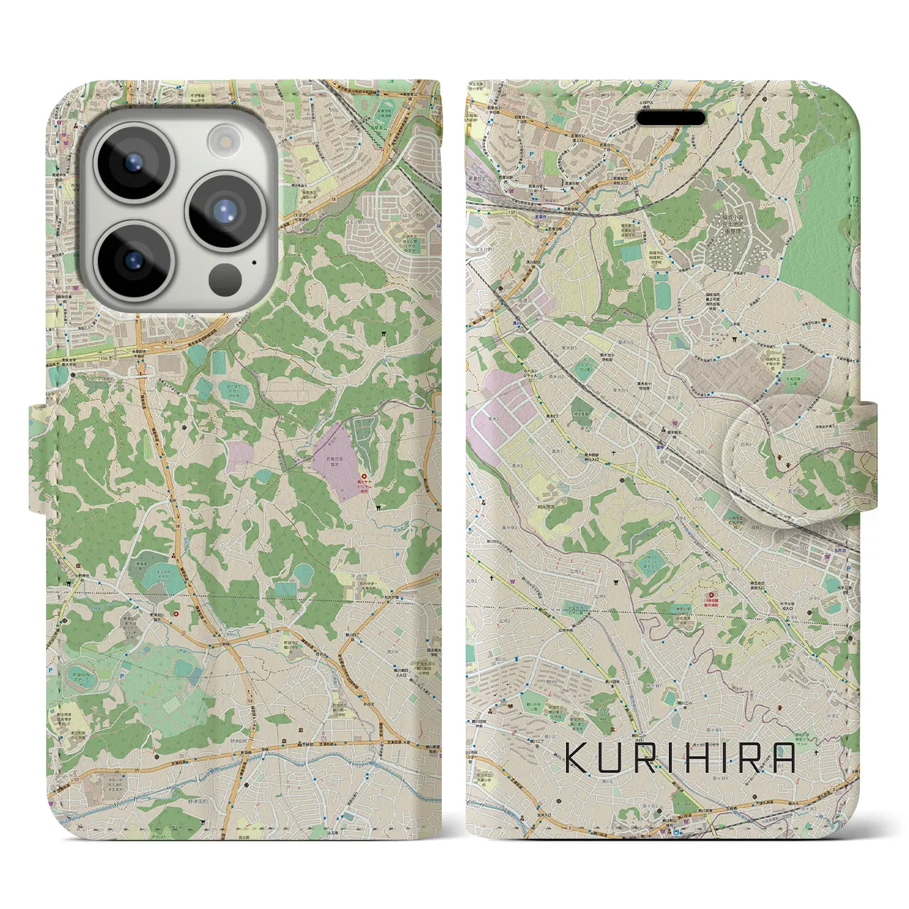 【栗平（神奈川県）】地図柄iPhoneケース（手帳タイプ）