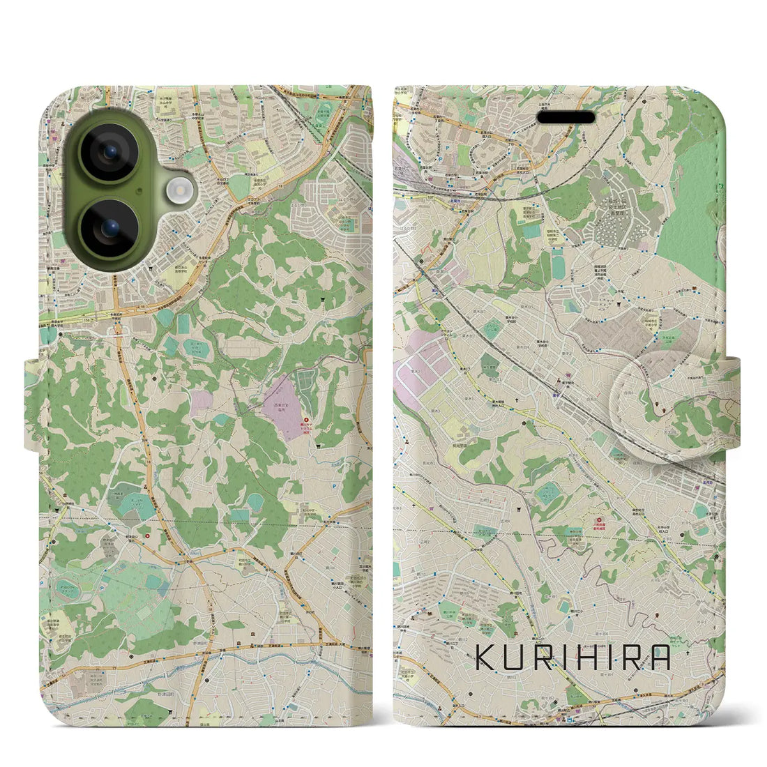 【栗平（神奈川県）】地図柄iPhoneケース（手帳タイプ）ナチュラル・iPhone 17 Pro Max 用