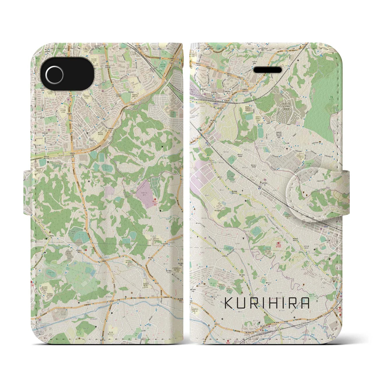 【栗平（神奈川県）】地図柄iPhoneケース（手帳タイプ）