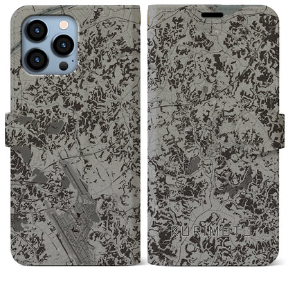 【栗源（千葉県）】地図柄iPhoneケース（手帳タイプ）モノトーン・iPhone 13 Pro Max 用