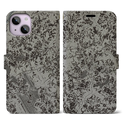 【栗源（千葉県）】地図柄iPhoneケース（手帳タイプ）モノトーン・iPhone 14 用