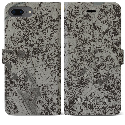 【栗源（千葉県）】地図柄iPhoneケース（手帳タイプ）モノトーン・iPhone 8Plus /7Plus / 6sPlus / 6Plus 用