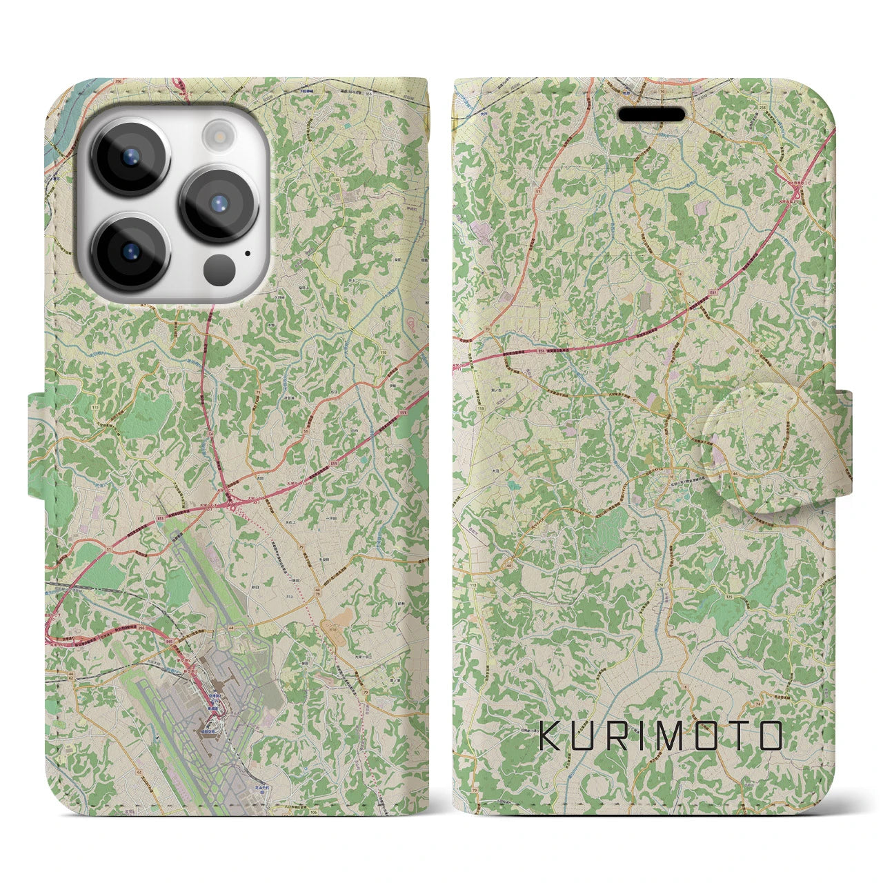 【栗源（千葉県）】地図柄iPhoneケース（手帳タイプ）