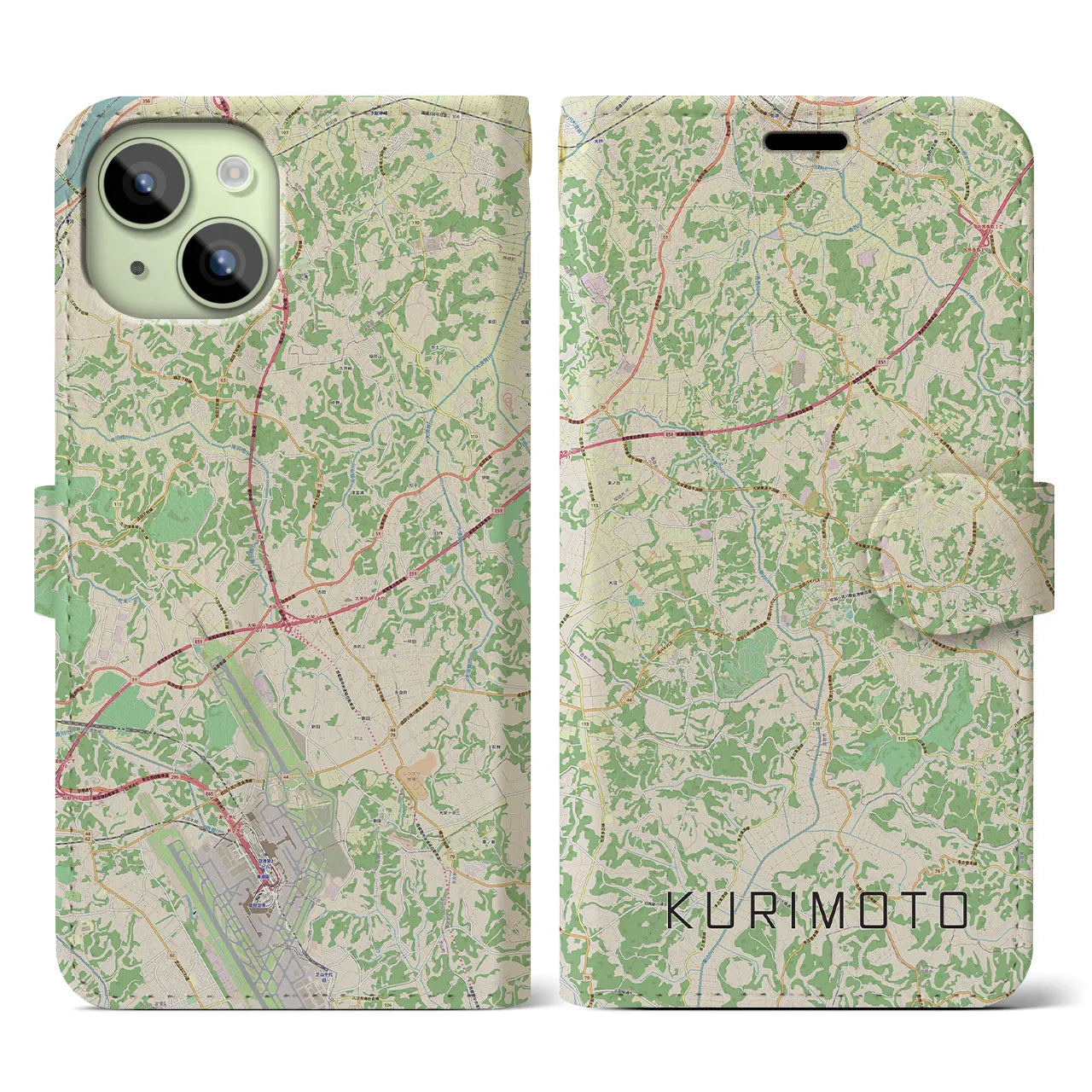 【栗源（千葉県）】地図柄iPhoneケース（手帳タイプ）