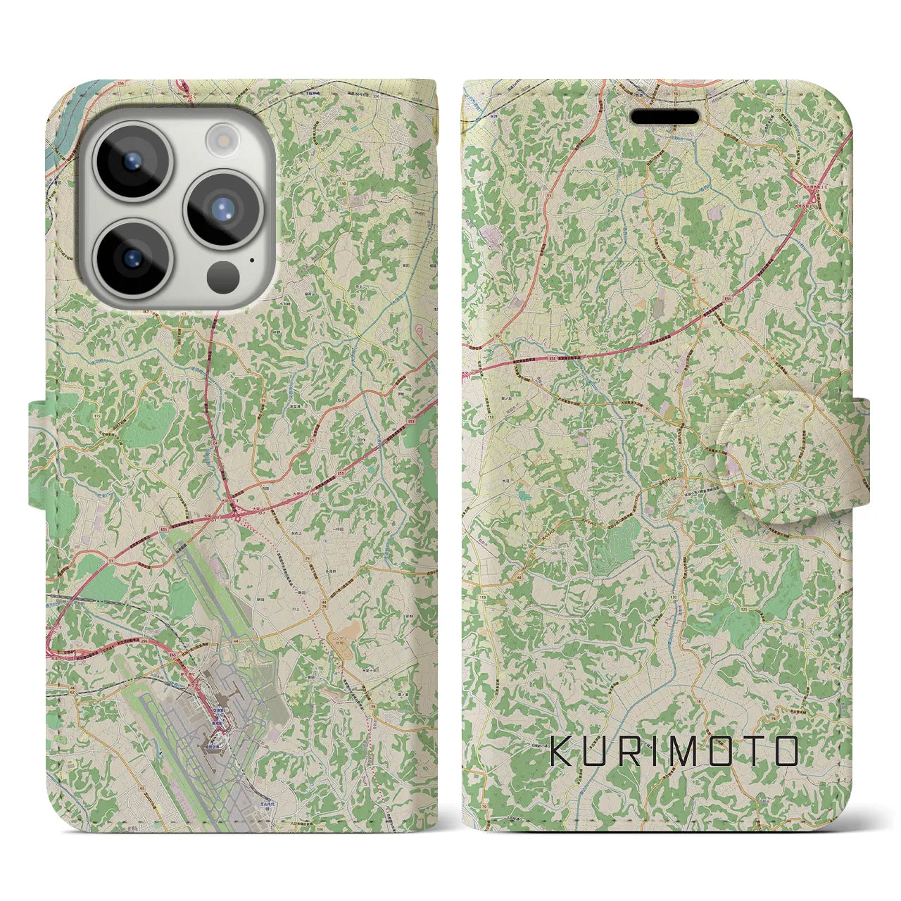 【栗源（千葉県）】地図柄iPhoneケース（手帳タイプ）