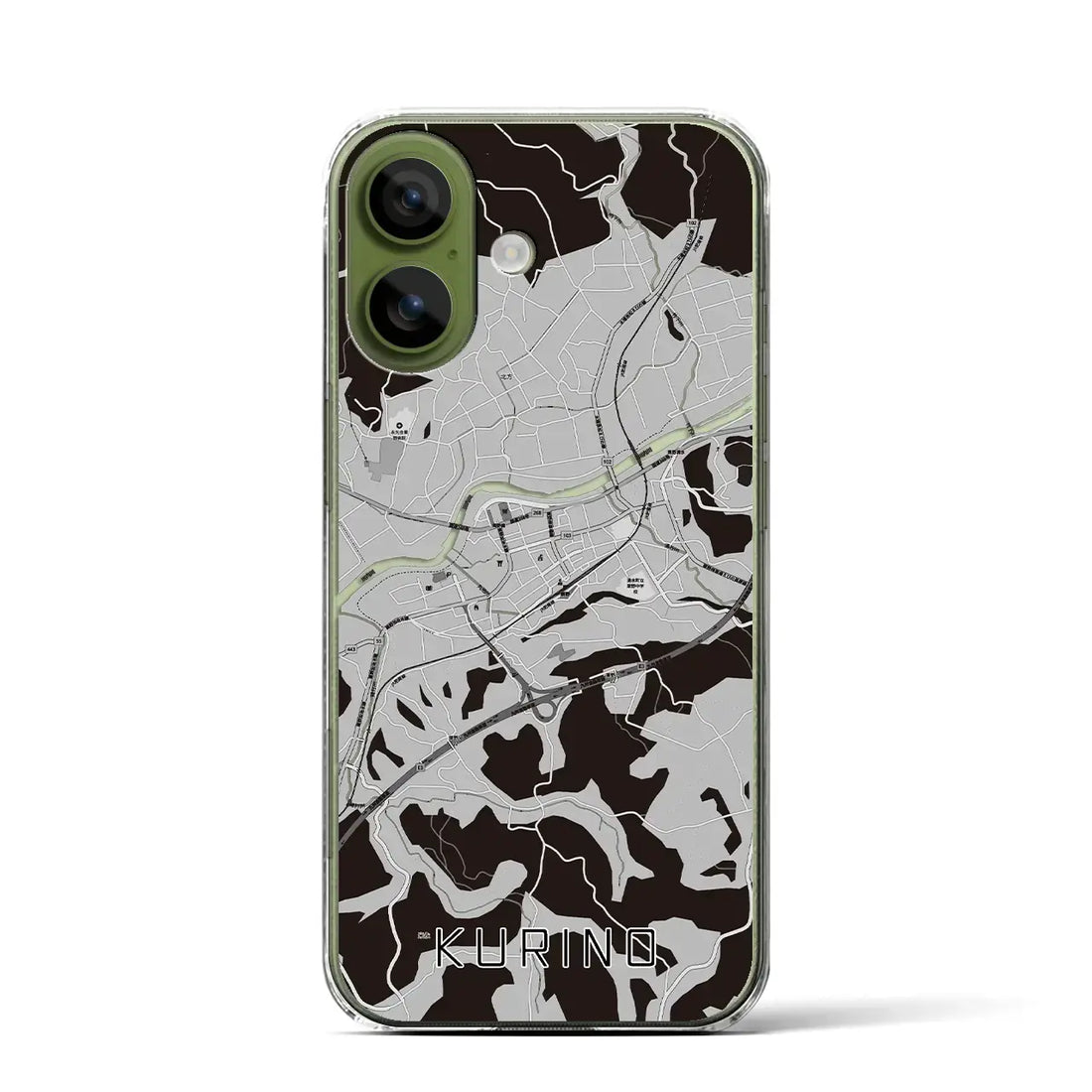 【栗野(鹿児島県)】地図柄iPhoneケース(クリアタイプ)モノトーン・iPhone 17 Pro Max 用