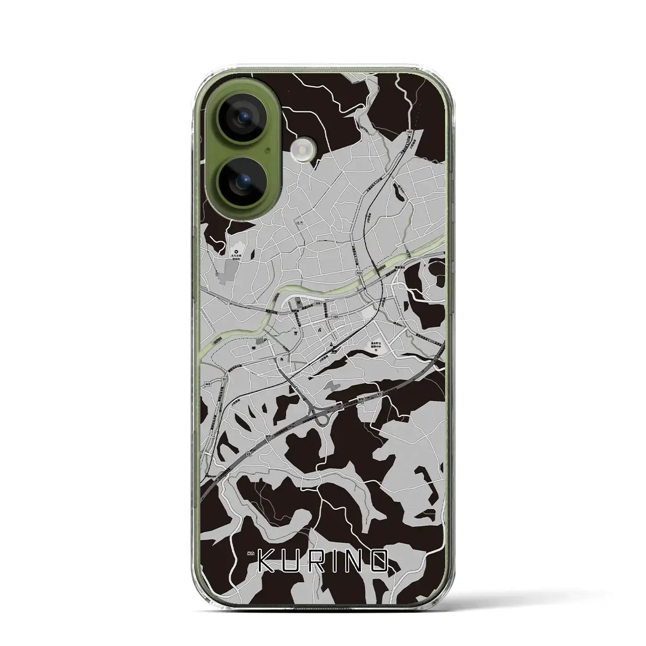 【栗野（鹿児島県）】地図柄iPhoneケース（クリアタイプ）モノトーン・iPhone 17 Pro Max 用
