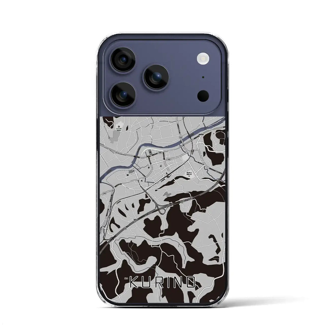 【栗野（鹿児島県）】地図柄iPhoneケース（クリアタイプ）モノトーン・iPhone 17 Pro Max 用