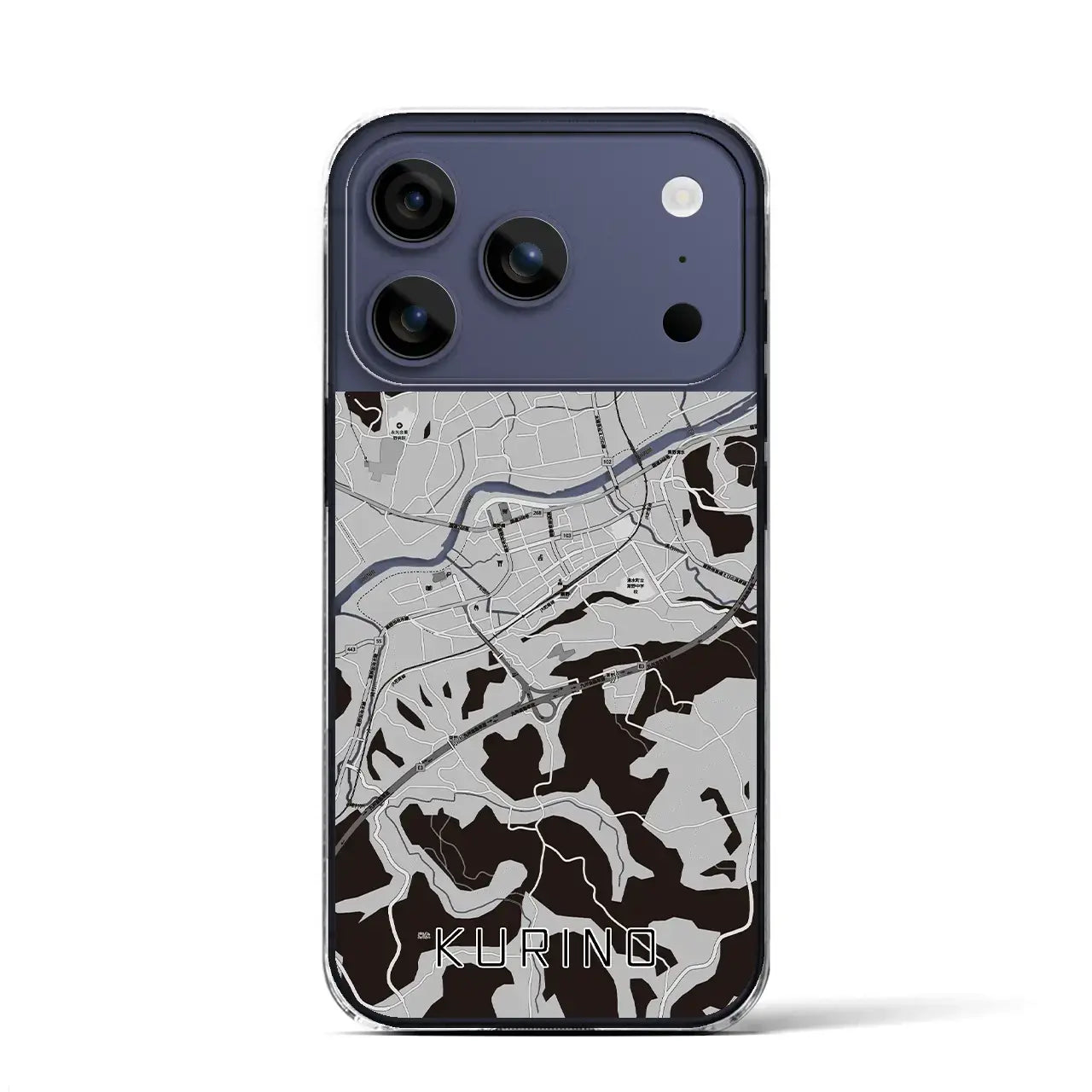 【栗野（鹿児島県）】地図柄iPhoneケース（クリアタイプ）モノトーン・iPhone 17 Pro Max 用