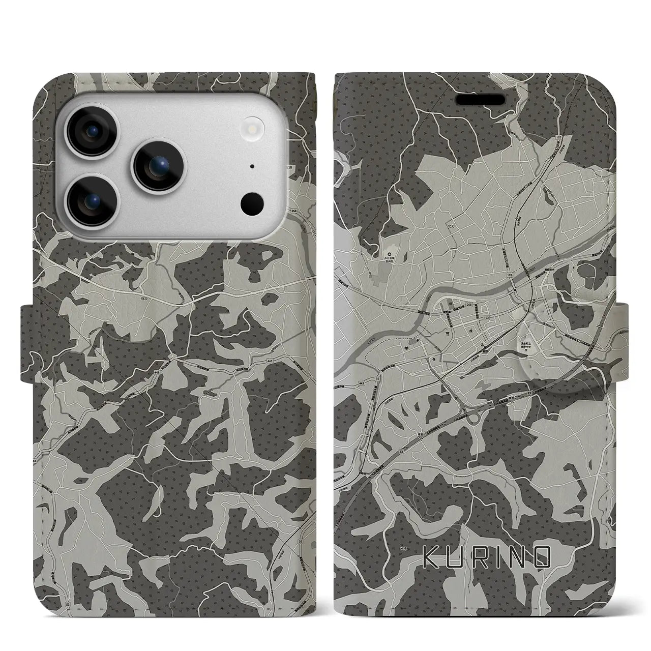 【栗野（鹿児島県）】地図柄iPhoneケース（手帳タイプ）