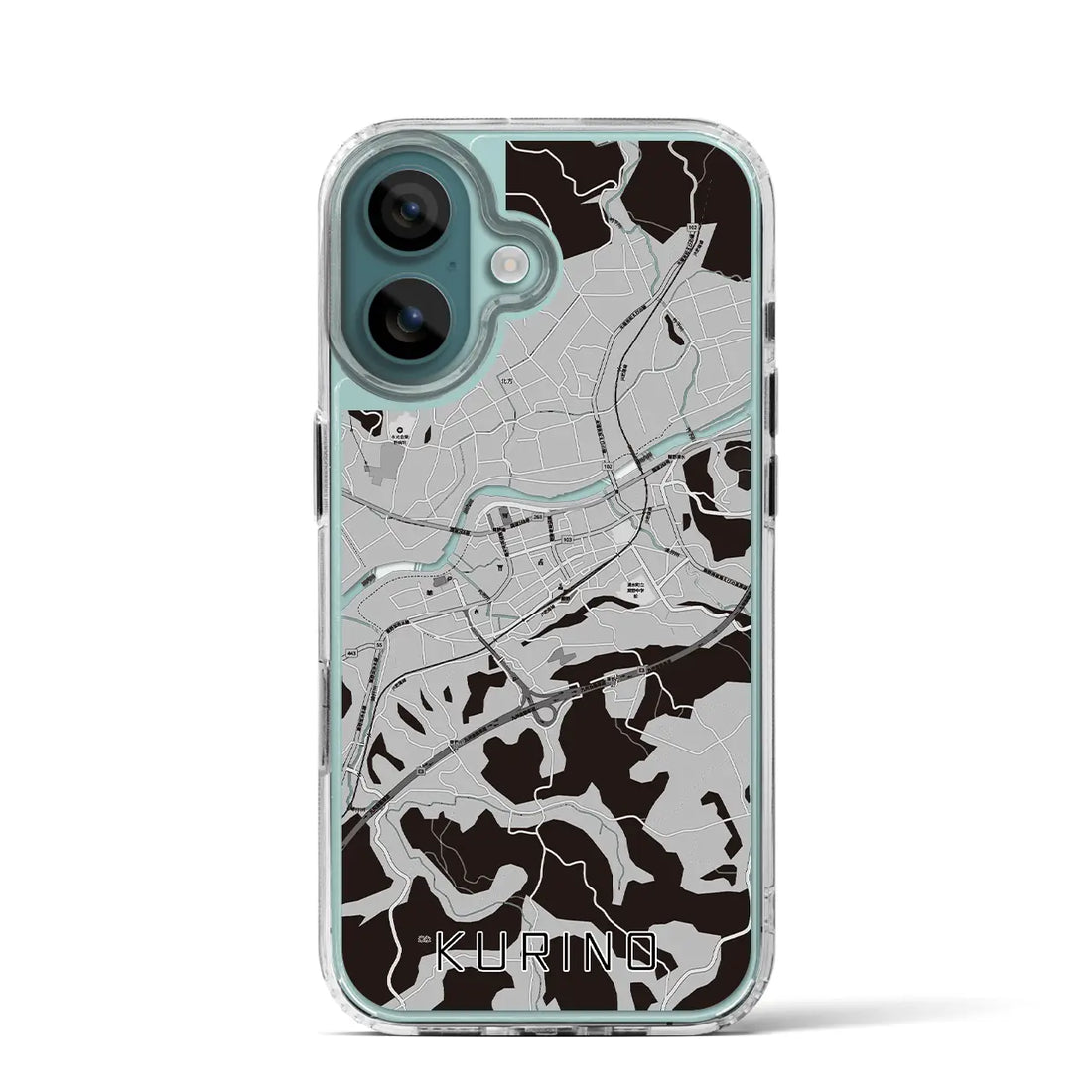 【栗野(鹿児島県)】地図柄iPhoneケース(MagSafeタイプ)モノトーン・iPhone 16 Pro 用