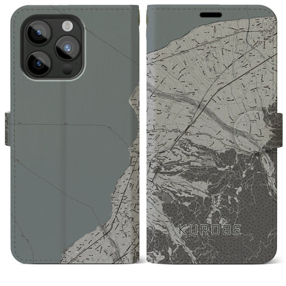 【黒部（富山県）】地図柄iPhoneケース（手帳タイプ）モノトーン・iPhone 15 Pro Max 用