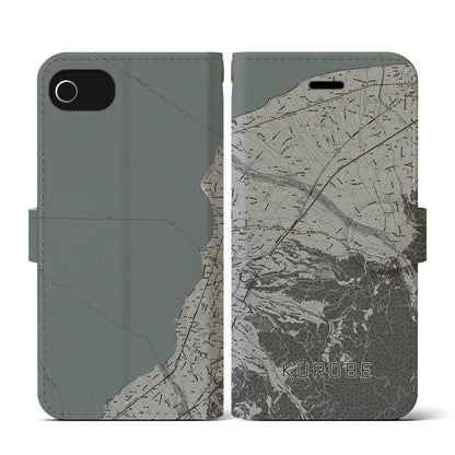 【黒部（富山県）】地図柄iPhoneケース（手帳タイプ）モノトーン・iPhone SE（第3 / 第2世代） / 8 / 7 / 6s / 6 用