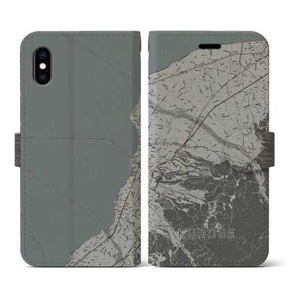 【黒部（富山県）】地図柄iPhoneケース（手帳タイプ）モノトーン・iPhone XS / X 用