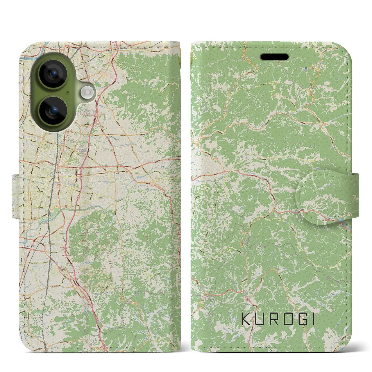 【黒木（福岡県）】地図柄iPhoneケース（手帳タイプ）