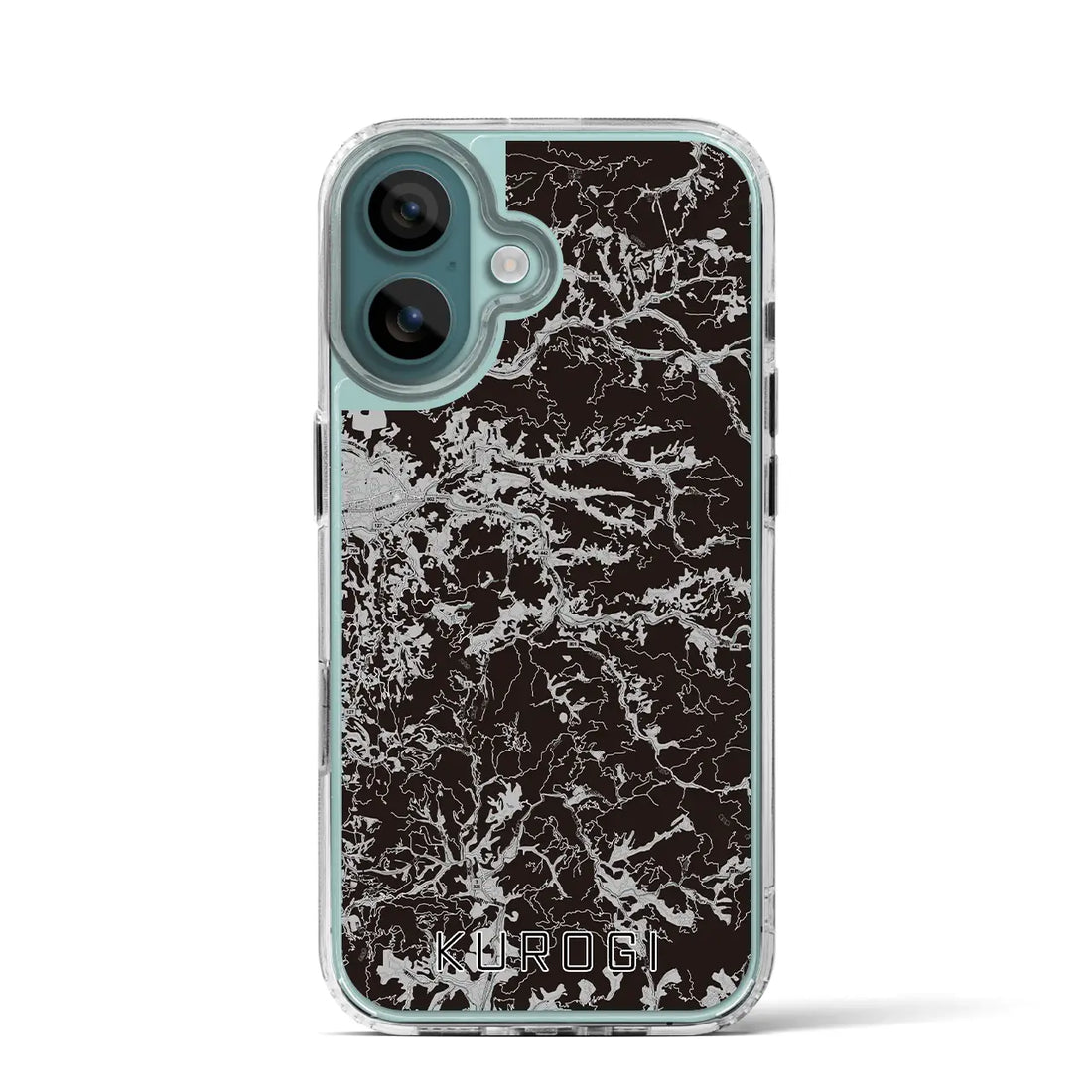 【黒木(福岡県)】地図柄iPhoneケース(MagSafeタイプ)モノトーン・iPhone 16 Pro 用