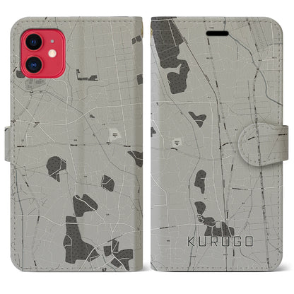 【黒子（茨城県）】地図柄iPhoneケース（手帳タイプ）モノトーン・iPhone 11 用