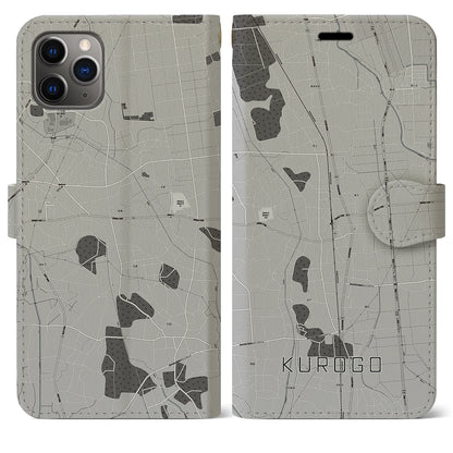 【黒子（茨城県）】地図柄iPhoneケース（手帳タイプ）モノトーン・iPhone 11 Pro Max 用