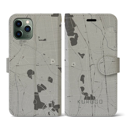 【黒子（茨城県）】地図柄iPhoneケース（手帳タイプ）モノトーン・iPhone 11 Pro 用