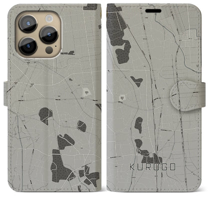 【黒子（茨城県）】地図柄iPhoneケース（手帳タイプ）モノトーン・iPhone 14 Pro Max 用