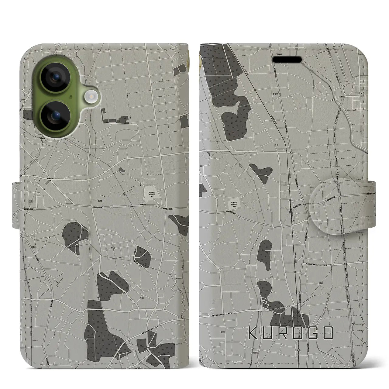 【黒子（茨城県）】地図柄iPhoneケース（手帳タイプ）