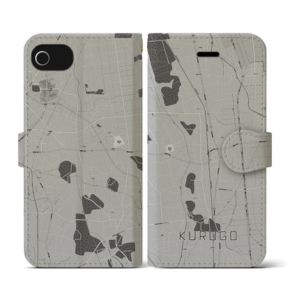 【黒子（茨城県）】地図柄iPhoneケース（手帳タイプ）モノトーン・iPhone SE（第3 / 第2世代） / 8 / 7 / 6s / 6 用