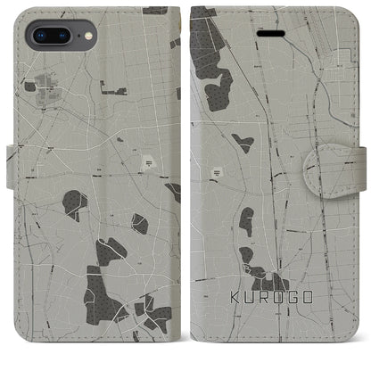 【黒子（茨城県）】地図柄iPhoneケース（手帳タイプ）モノトーン・iPhone 8Plus /7Plus / 6sPlus / 6Plus 用