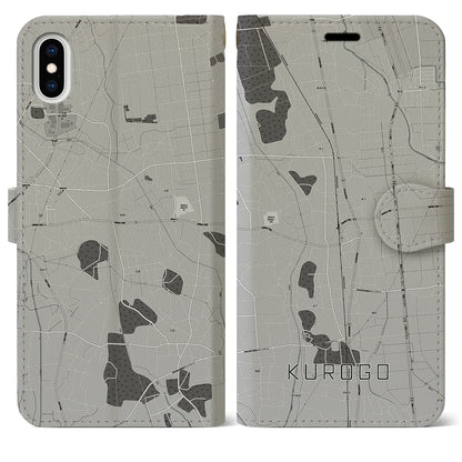 【黒子（茨城県）】地図柄iPhoneケース（手帳タイプ）モノトーン・iPhone XS Max 用