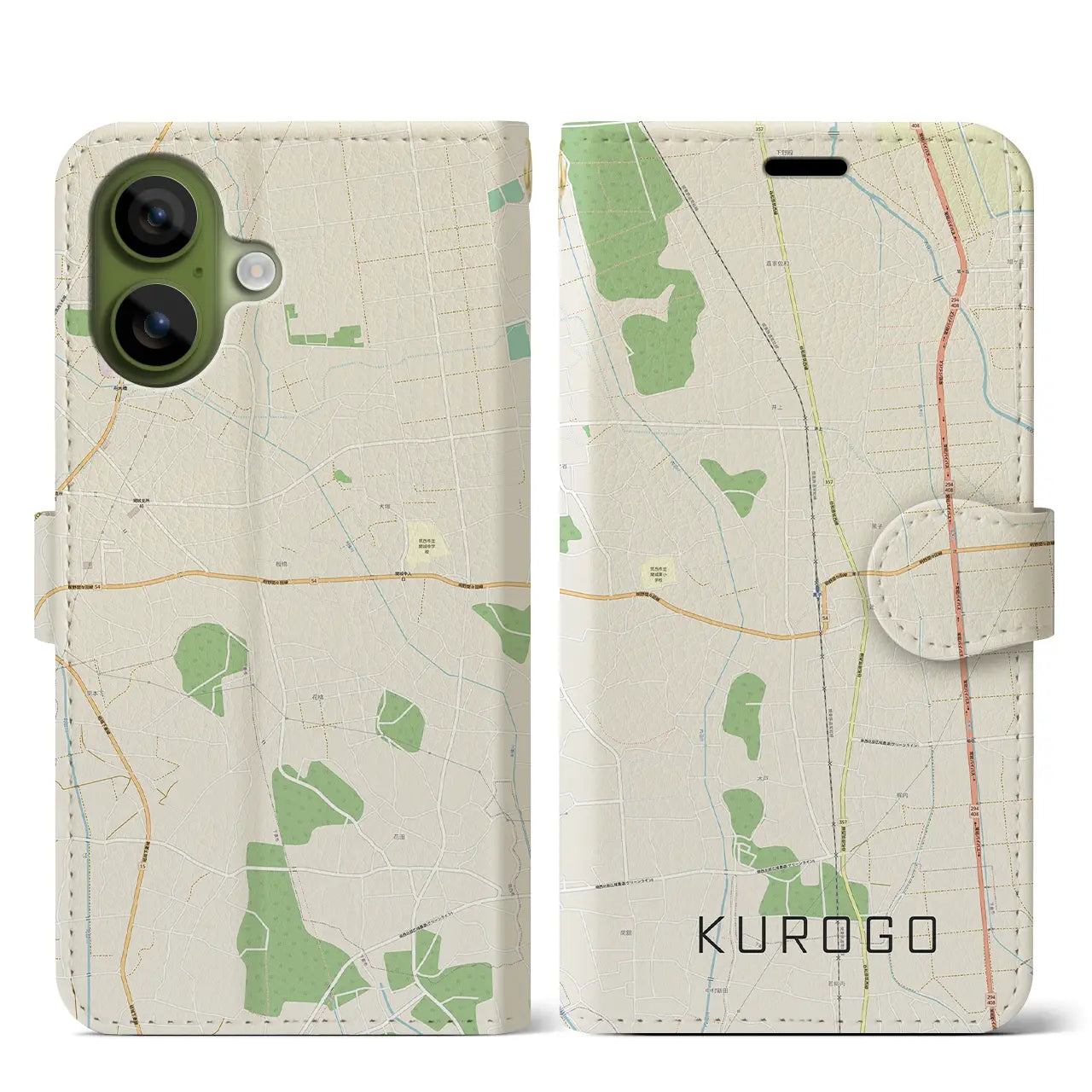 【黒子（茨城県）】地図柄iPhoneケース（手帳タイプ）