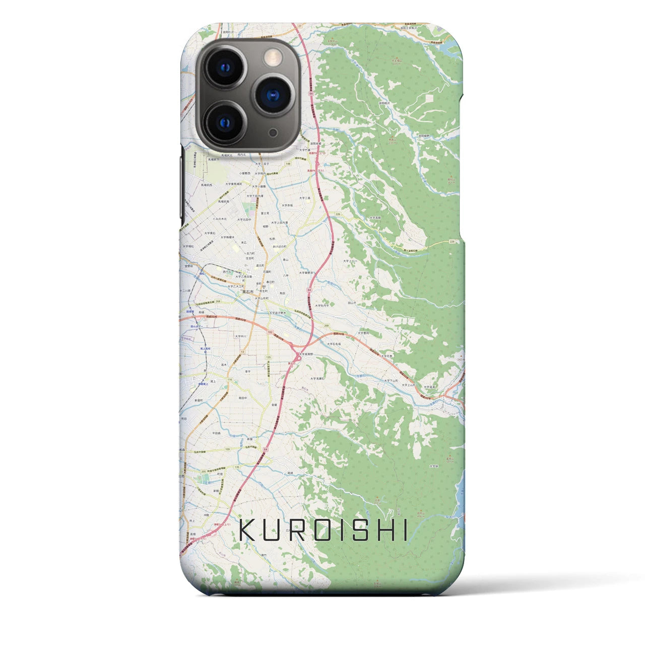 【黒石（青森県）】地図柄iPhoneケース（バックカバータイプ）